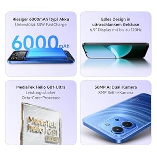 XIAOMI Redmi 15C Smartphone 4GB+128GB, 6,9" 120Hz Display, 50MP AI Dual-Kamera, 6000mAh Akku, 7,99mm schlank, Moonlight Blue