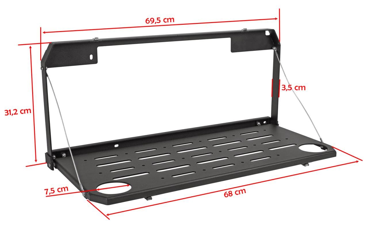 Mesa de almacenamiento plegable portón trasero negro chapa de acero para portón trasero mesa Offroad adecuado para vehículos todoterreno