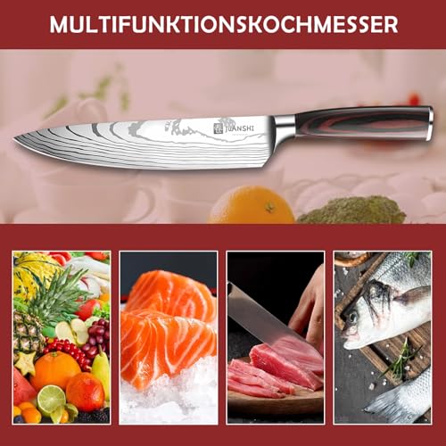 JUANSHI® Coltelli da Cucina Coltello Professionale Coltello da chef Coltello da pane Coltello Santoku Coltello da cucina (Coltello da cuoco 20cm) - immagine 4