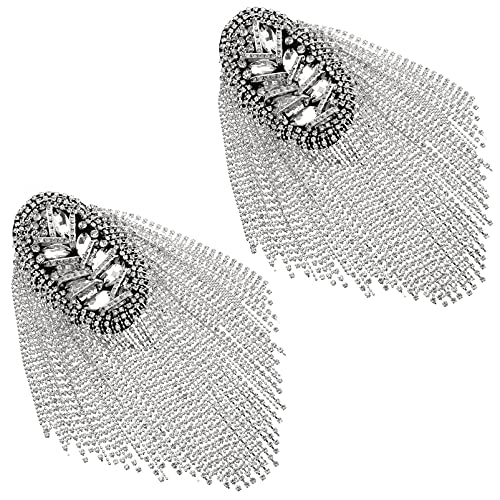 SOIMISS 1 Paar Strass Epaulet Punk Fringe Quaste Schulter Epauletten Silber Schulter Bord Frauen Männer Anzug Zubehör Cover