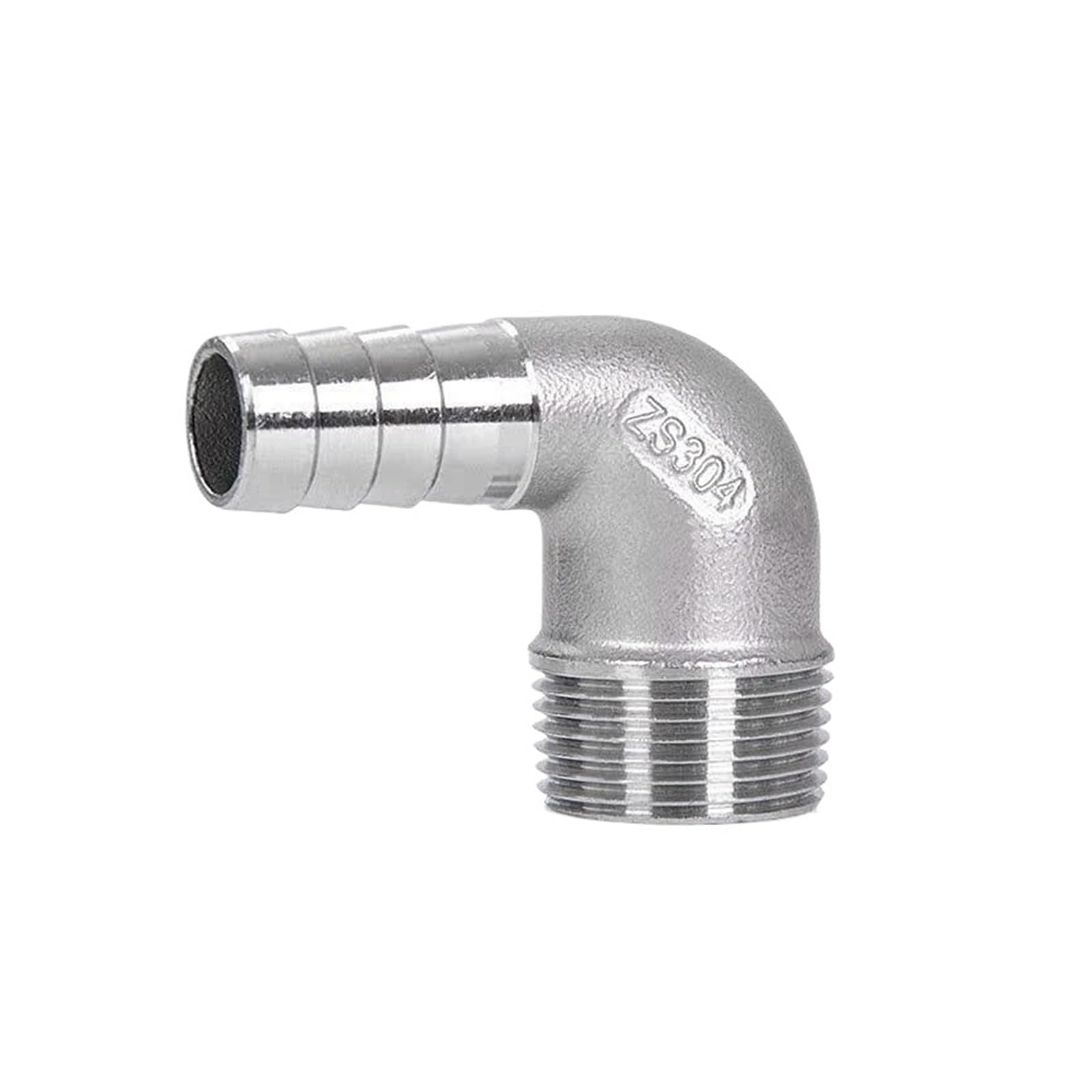 Adaptador Manguera Ducha 1/8 "1/4" 3/8 "1/2" 3/4 "Macho 6mm 8mm 10mm 12mm Espiga for Manguera Codo 90 Grados 304 Conector Macho de Montaje tubería Acero Inoxidable | 32mm Hose,1"