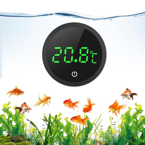 ORIA Thermomètre d'Aquarium, Thermomètre LCD Numérique d'Aquarium Haute Précision 0,1 ℃ avec Boutons Tactiles, Batterie Remplaçable pour Aquarium à Tortues et...