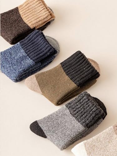 UNICOLD 5 Pairs Pack Solid Crew Calf Socks For Men Breathable Casual Multi-Colored US Size 7-122