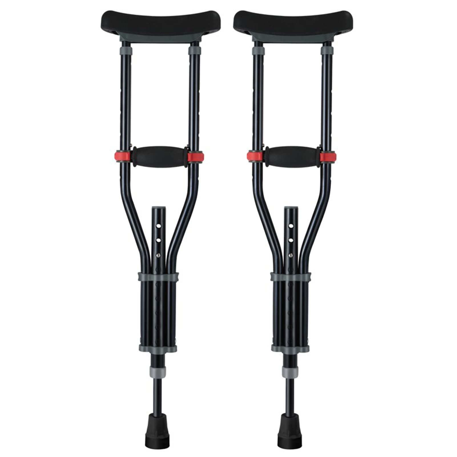 Kule Ortopedyczna dla Dzieci, Podpórka Pod Pachy, Stosowana Wysokość 100-135cm (3'2''-4'4''), Regulowane Crutches, Czarny, 1 Para
