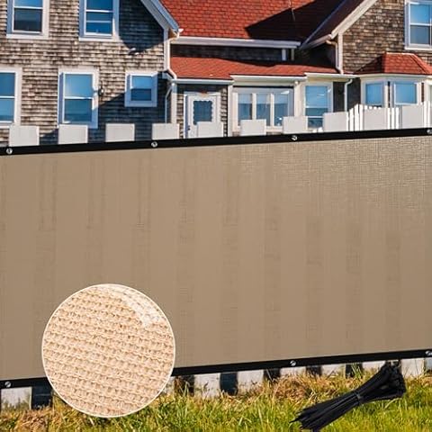 SPORTYOUTH 3ft x 50ft Privacy Screen Fence, Beige Heavy Duty Windscreen Fencing Mesh Fabric Shade Cover with Brass Grommets for Outdoor Wall Garden Yard Backyard Patio Pool Deck Commercial Cover