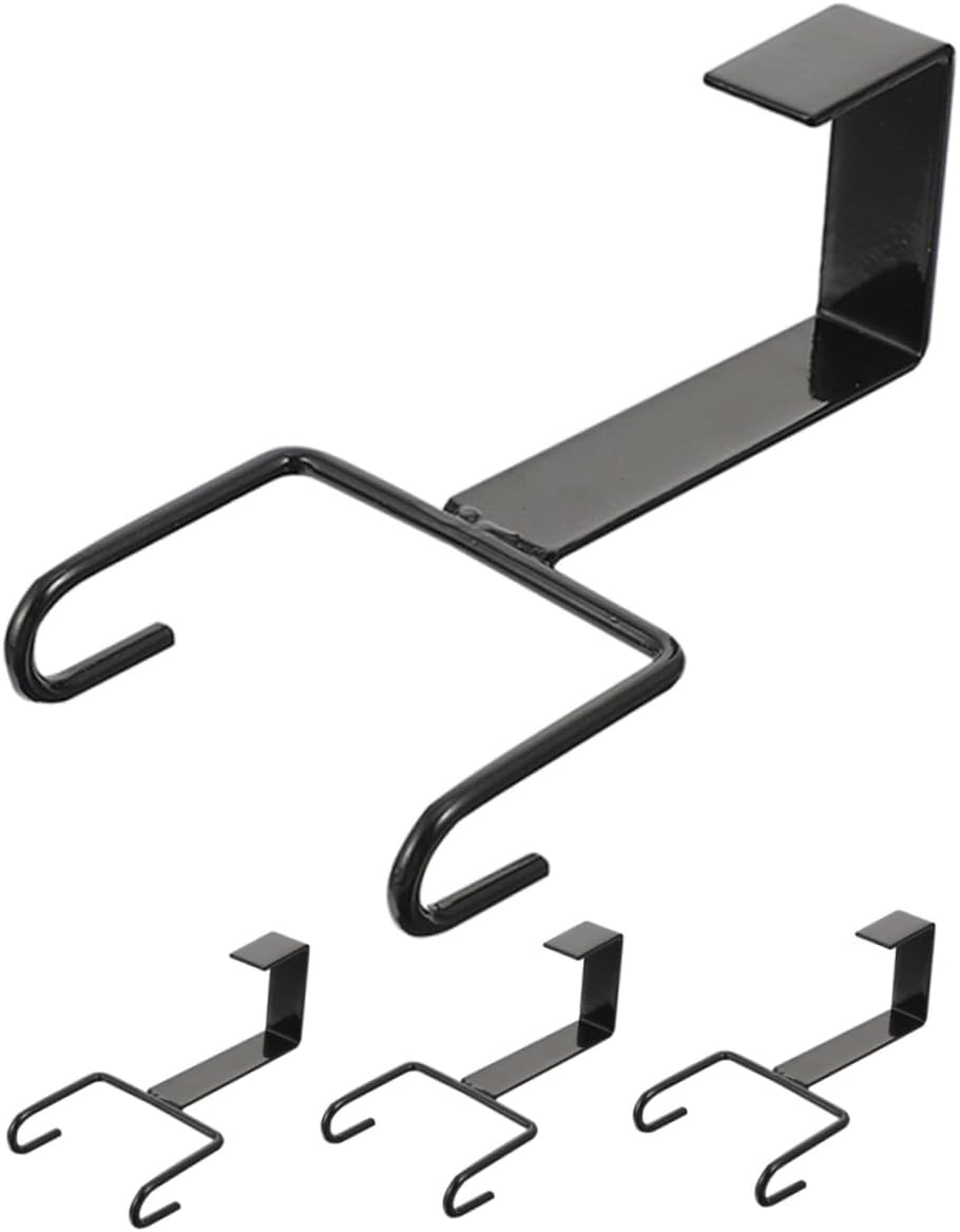 4pcs Over The Door Wreath Hangers Heavy Duty Metal Hooks Black Double Hooks for Front Door Garland Holder Outside Holiday Decoration