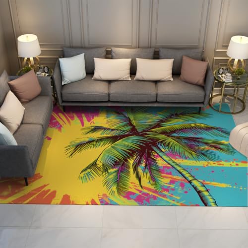 Alfombra Ultrafina Lavable 180x240 Palmera Tropical Hoja Selva alfombras Antideslizantes salón Comedor Dormitorio Cocina Pasillo Oficina hogar Moderno decoración hogar Alfombra Pop Art