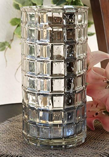 Richland Silver Mercury Glass Cylinder Vase 10"
