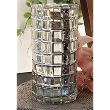 Richland Silver Mercury Glass Cylinder Vase 10"