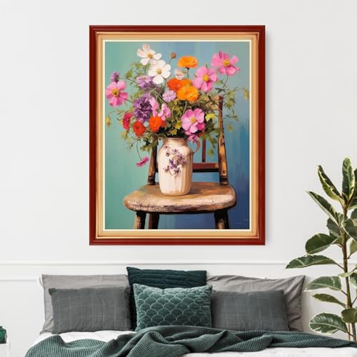 Image of Funxvoot Stamped Cross Stitch Kits Beginners Full Range of Embroidery Kits for Adults 11CT Embroidery Patterns Needlepoint Kits Printed Cross Stitch Kits-Colorful Flowers 16x20 inch