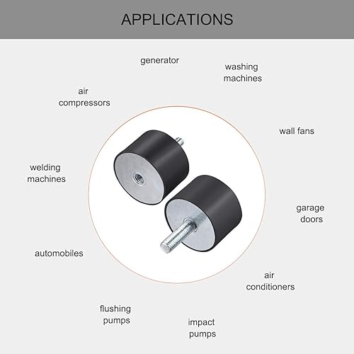 Miniatura 34 de uxcell M8 Rosca Macho Hembra Soportes De Goma,Aisladores De Vibración,Amortiguador 1.181 in x 0.787 in Negro
