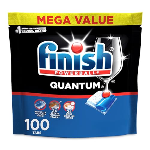 Finish Quantum Dishwasher Pods, No Pre-Rinse Dishwasher Detergent Soap Removes 24HR Dried-On Stain...