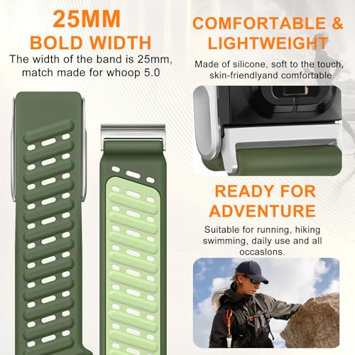Image of omee Silicone Sport Band Compatible with Whoop 5.0 Band Strap Men Women, Breathable Sport Adjustable Waterproof Replacement Wristbands Straps for Whoop 5.0 Silicone Bands