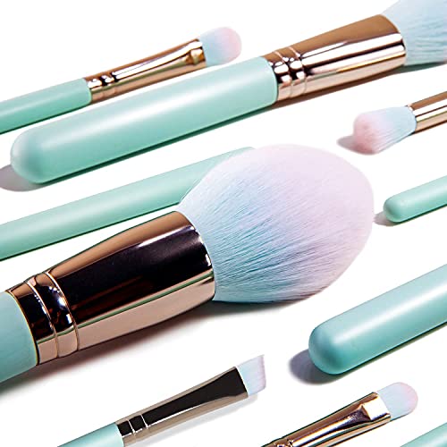 Fragrantshare Makeup Brushes Professional Organizer Foundation Brush for Liquid makeup Travel 9Pcs Sets - Odorless Fiber Hair - Light Blue