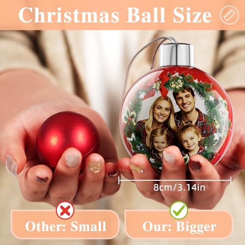 Image of Bemaystar Personalized Photo Christmas Ornaments 2025 - Custom Christmas Ball Ornaments, Customized Ornament for Xmas Gifts for Mom Dad Kids Pets Friends
