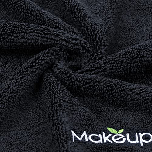 Orighty Microfiber Makeup Remover Cloths - Super Soft, Quick Dry Face Towels for Cleansing, 13 x 13 Inch, 6 Count, Black