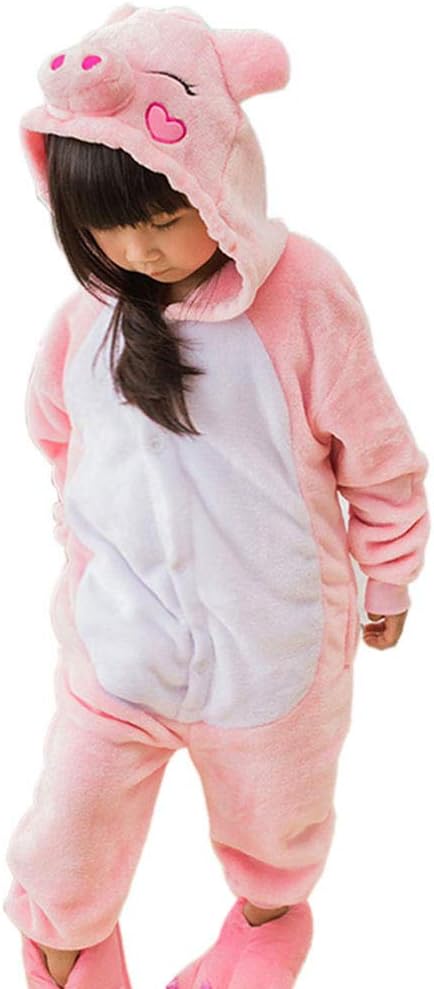 WAFUNNEKids Piggy Costume Cosplay Halloween Animal Onesie for Boys Girls Child Pink Pig