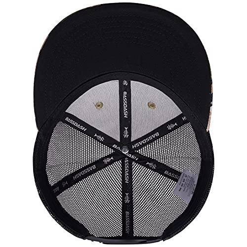 Image of BASSDASH Flat Brim Trucker Cap Adjustable Snapback Hat Mesh Back for Men Women