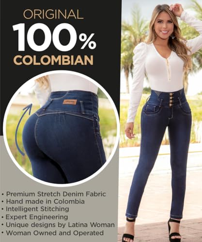 ARANZA Colombian Jeans Pantalones Colombianos Levanta Cola Butt Lifting Straight High Waist Blue2