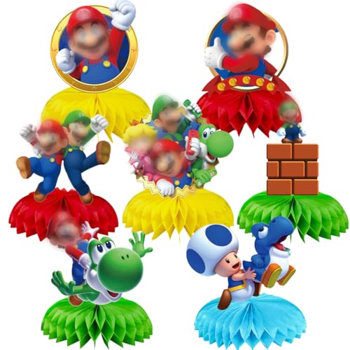 Siphus Centros decorativos de mesa de favo, 7 peças decoração de mesa de aniversário para crianças, decoração de aniversário de cartão, mesas decorativas para festas infantis