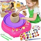 Vinkp Pottery Wheel for Kids - Complete Pottery Painting Kit Arts and Crafts for Kids Ages 8-12 with Air Dry Clay Art Supplies for Girls Boys Toys Birthday Gifts for 6 7 8 9 10 11 12 - Pink