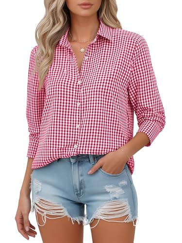 Image of Soft Wrinkle-Free Button Down Stretch Shirts for Women, Breathable Moisture-Wicking Casual Work Dress Tops