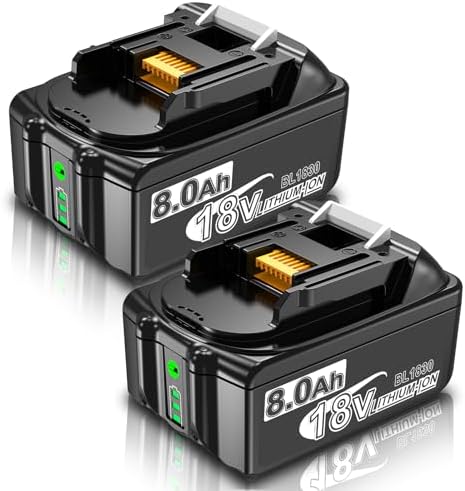 Nonbliep 2Pack 8.0Ah Replacement for Makita 18V Battery Lithium Compatible with Makita 18 Volt Batteries BL1815 BL1820 BL1830B BL1840B BL1850B BL1860B LXT400 Cordless Tools