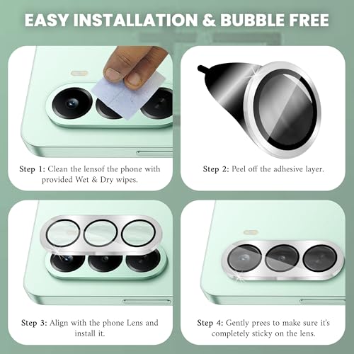 Image of ArmourPro Camera Lens Protectors for OnePlus Nord CE 6 Lite Tough HD Individual Aluminum Alloy Lens Ring Cover, Scratch Resistant, Full Lens Cover| Silver