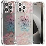 Roemary Mandala Case for iPhone 13 with Mandala Flower Design,Rainbow Pattern with Screen Protector [Buffertech 6.6 ft Drop Impact] Soft TPU Protective Case for iPhone 13 6.1 inch