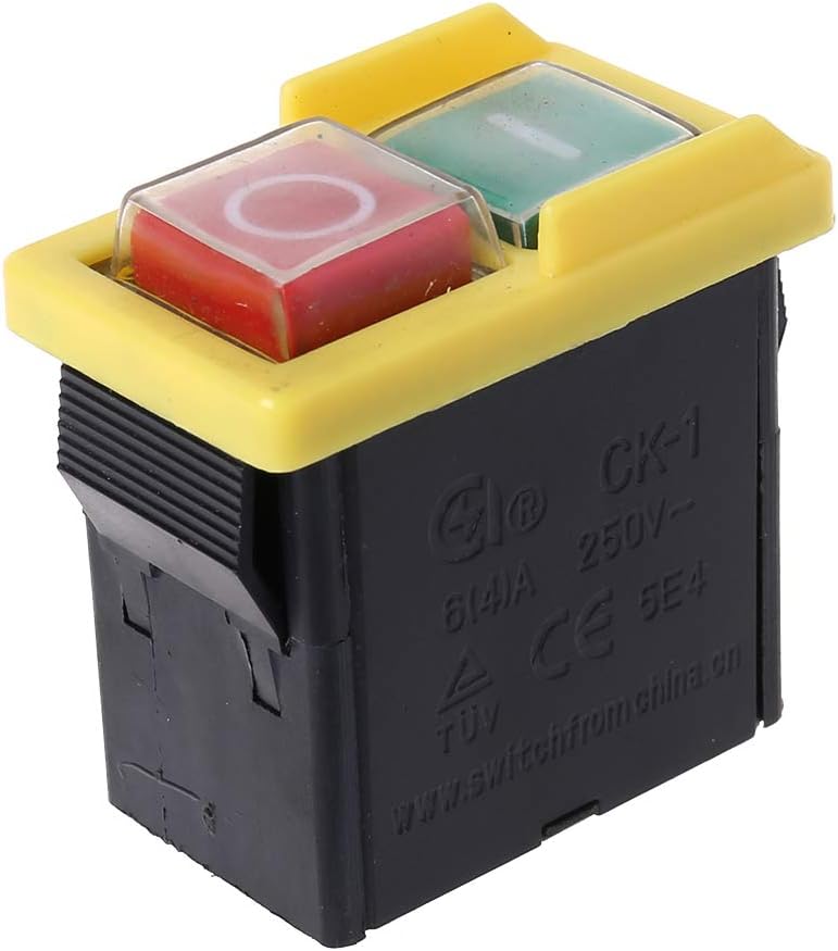 JOYKKAC 250V 6A Waterproof Electromagnetic Pushbutton Machine Saw Cutter Drill On Off - Red+Black+Yellow