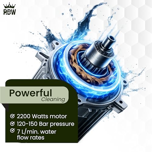 Image of RBW High Pressure Washer with Brass Coated Pump | 120-150 Bar Spray Gun with 26 Feet Hose Pipe | 7 L /M Water Flow for Home,Car,Wash Cleaning Purpose (P-350,Red)
