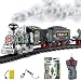 Emeili Juguete De Tren, Locomotora Eléctrica a Control Remoto, Juego Clásico De Tren De Vapor Navideño, con Música Y Luz, Niños Y Niñas, Gris