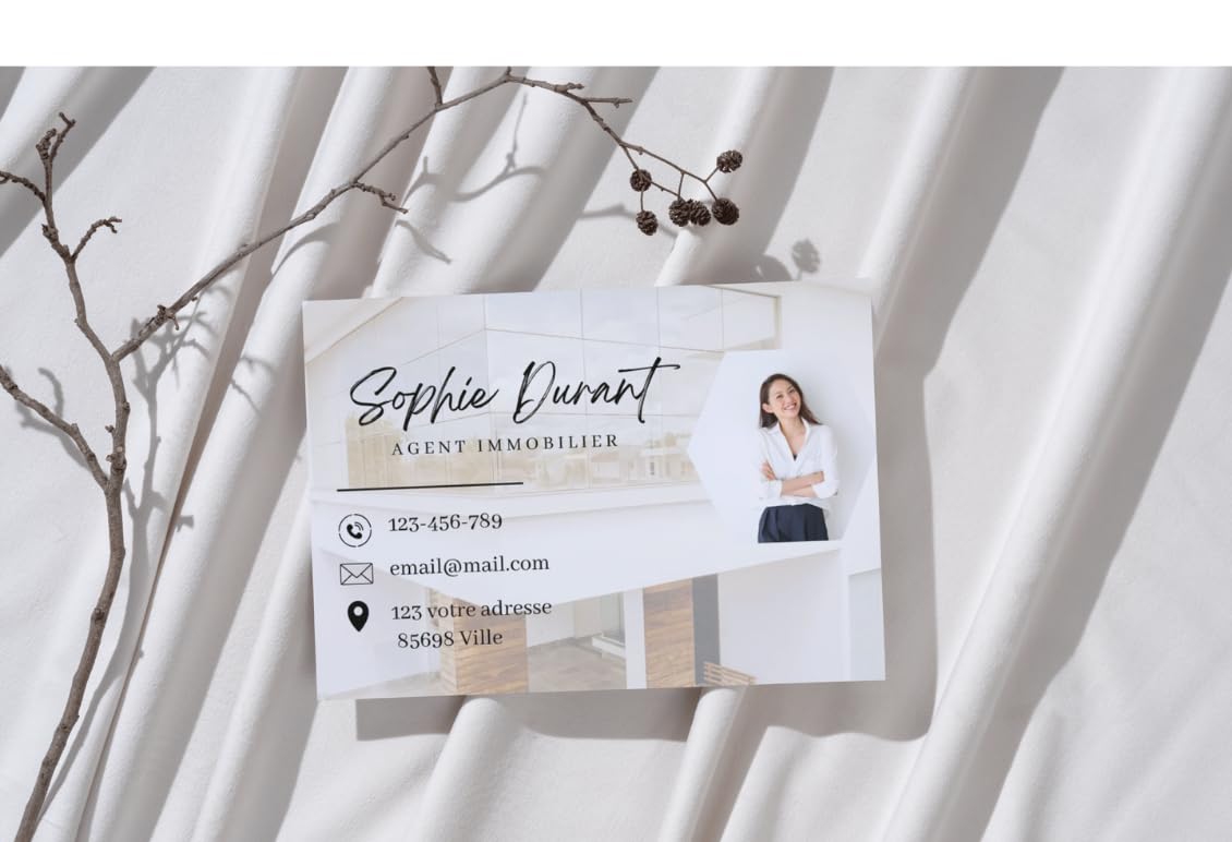 Juego de tarjetas de visita profesionales personalizadas impresión a doble cara - Agente de bienes raíces (250)