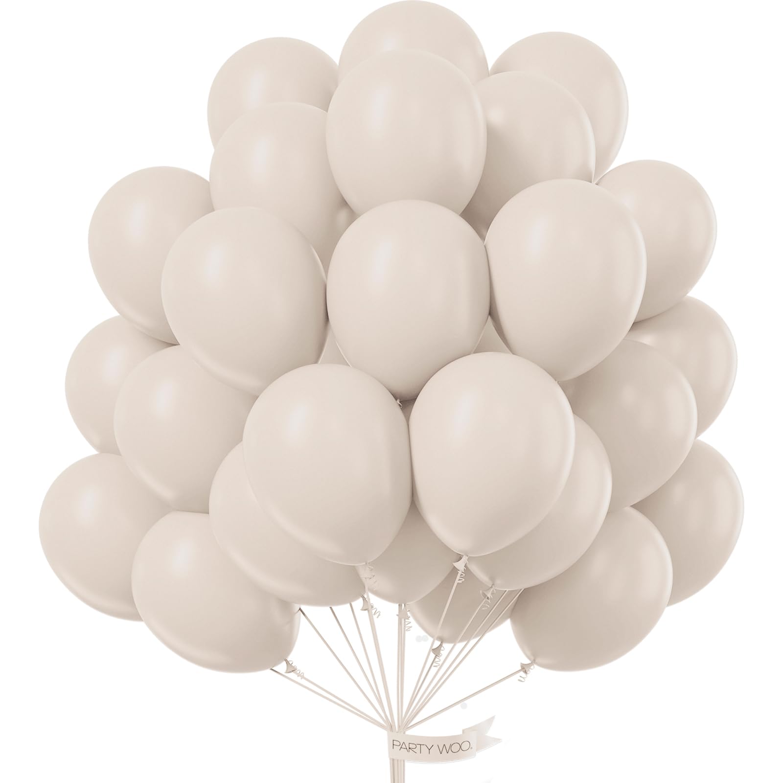 Photo 1 of PartyWoo White Sand Balloons 100pcs 12 Inch Off White Beige Cream Ivory Boho Neutral Latex Balloons for Wedding Graduation Baby Shower Anniversary Engagement Birthday Party Decorations White-F12