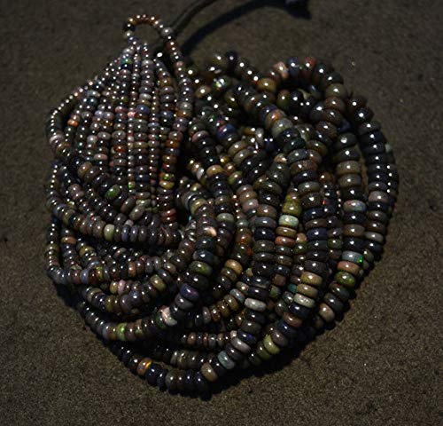 WORLD WIDE GEMSWORLD WIDE GEMS BEADS GEMSTONE 16 Inch Full Strand, Welo Black Opal Beads, Ethiopian Opal, Black Opal Plain Rondelles, Ethipian Opal Necklace, 4mm To 8mm Each Code-HIGH-24007
