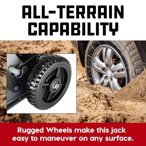 Image of Powerbuilt Big Wheel Triple Lift Garage Jack, 3000 Pound Off Road Lift, Truck, Car, Motorcycle 1.5 Ton Capacity, 620613ECE