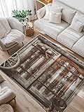 Washable Area Rugs Vintage Farmhouse Brown Barn Door...