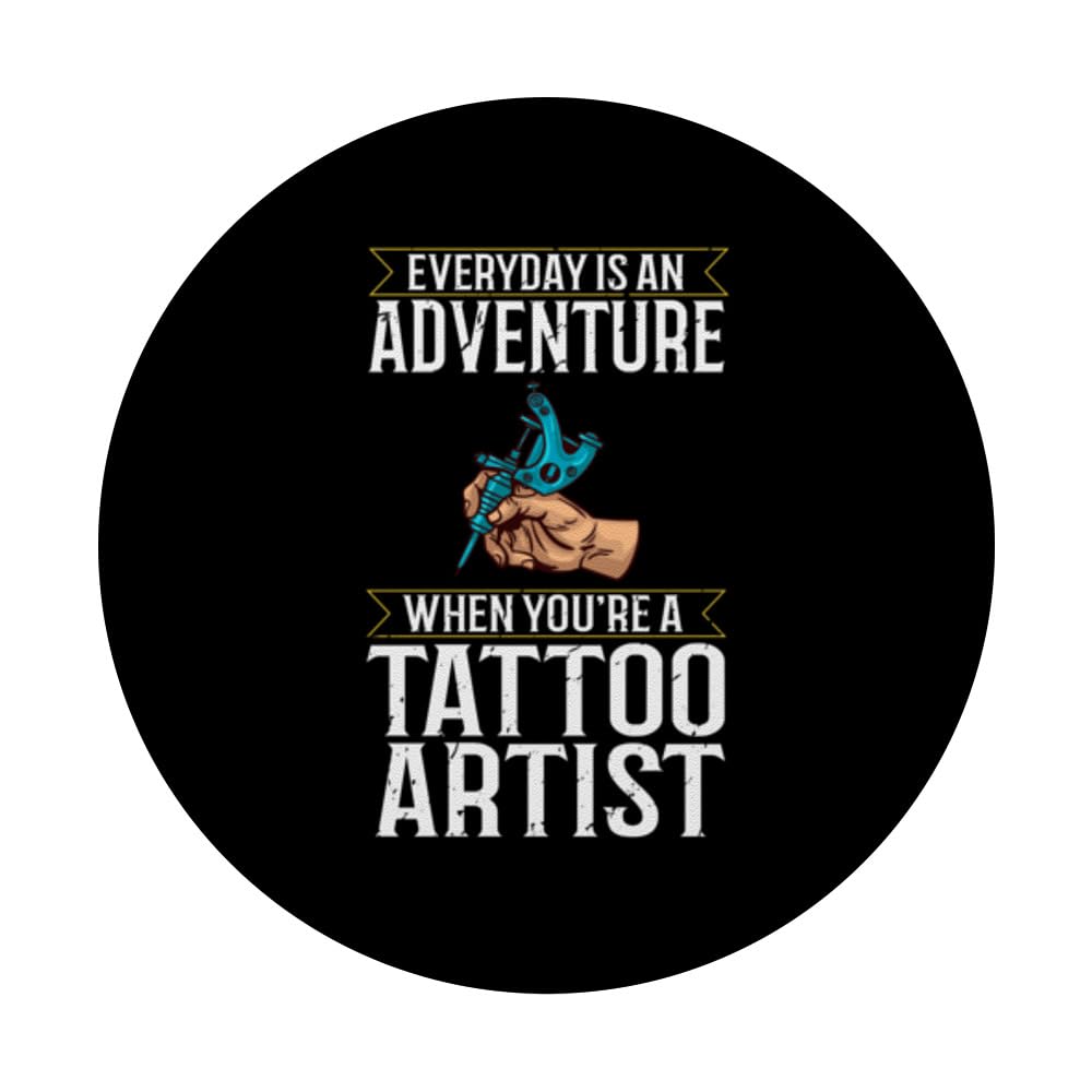 Tattoo Artist Professional Artistic Tattooist Tattoing PopSockets Swappable PopGrip, Black - Image 3