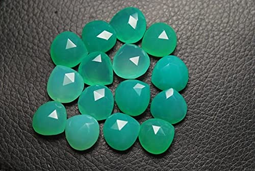 Chrysoprase briolette cœur facetté 15mm perle calcédoine verte pour création bijoux DIY