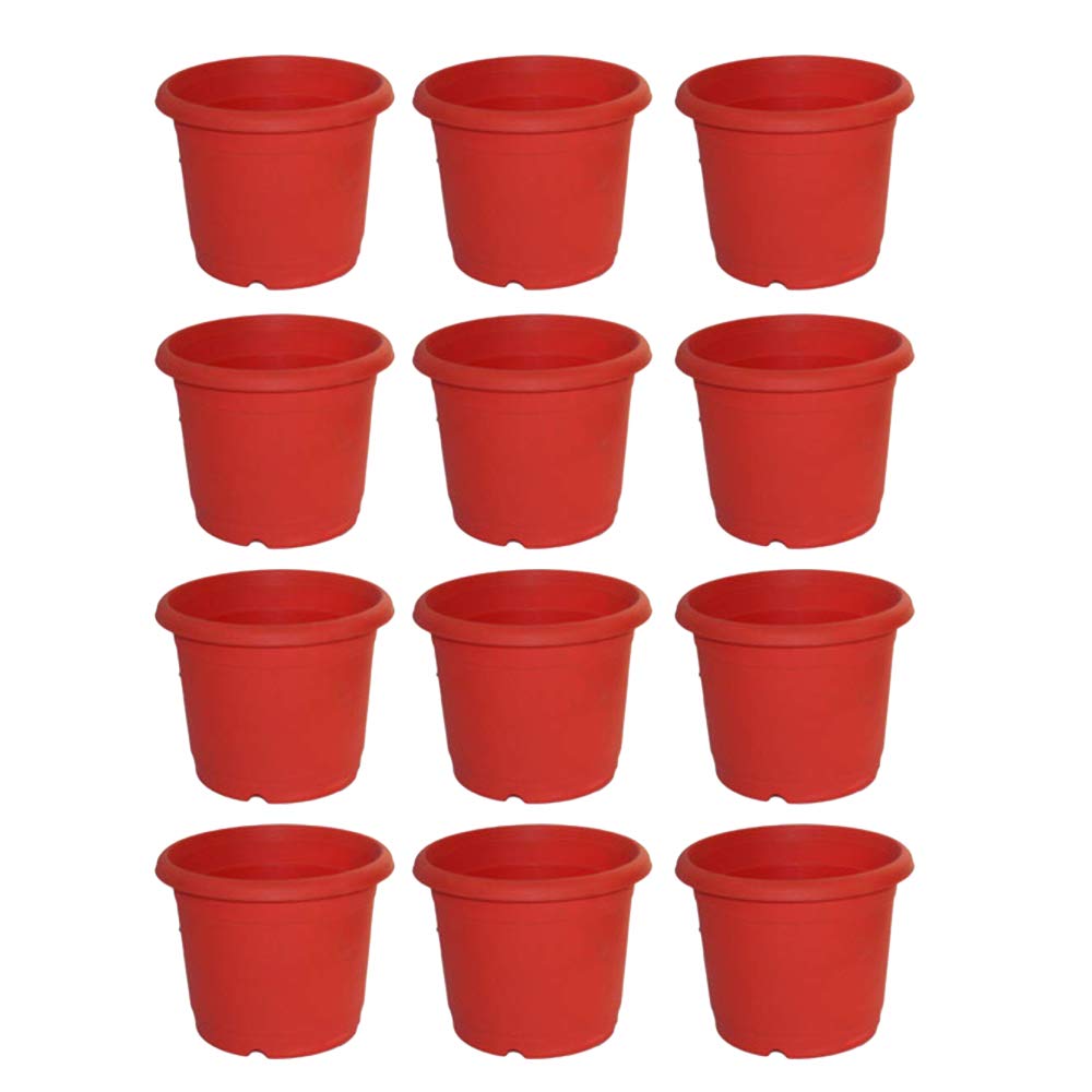 Synergy Plast Plastic Round Shape Flower Pots, 8 Inch Heavy Duty Planter Gamla for Gardening, Balcony, Terrace, Home Decor Indoor & Outdoor Planter (Red, Pack of 12) (B07VD6K3QT) Amazon Price History, Amazon Price Tracker