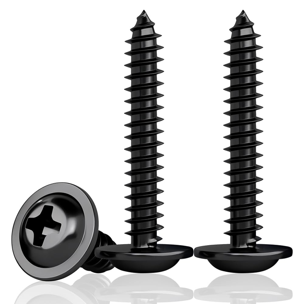 HXJDAM 140Pcs M4.2x32mm Black Self Tapping Screws, Flat, Pan, Wafer Head Screws for Plastic Sheet Metal, Pasterboard, Wood, Aluminum - Image 4