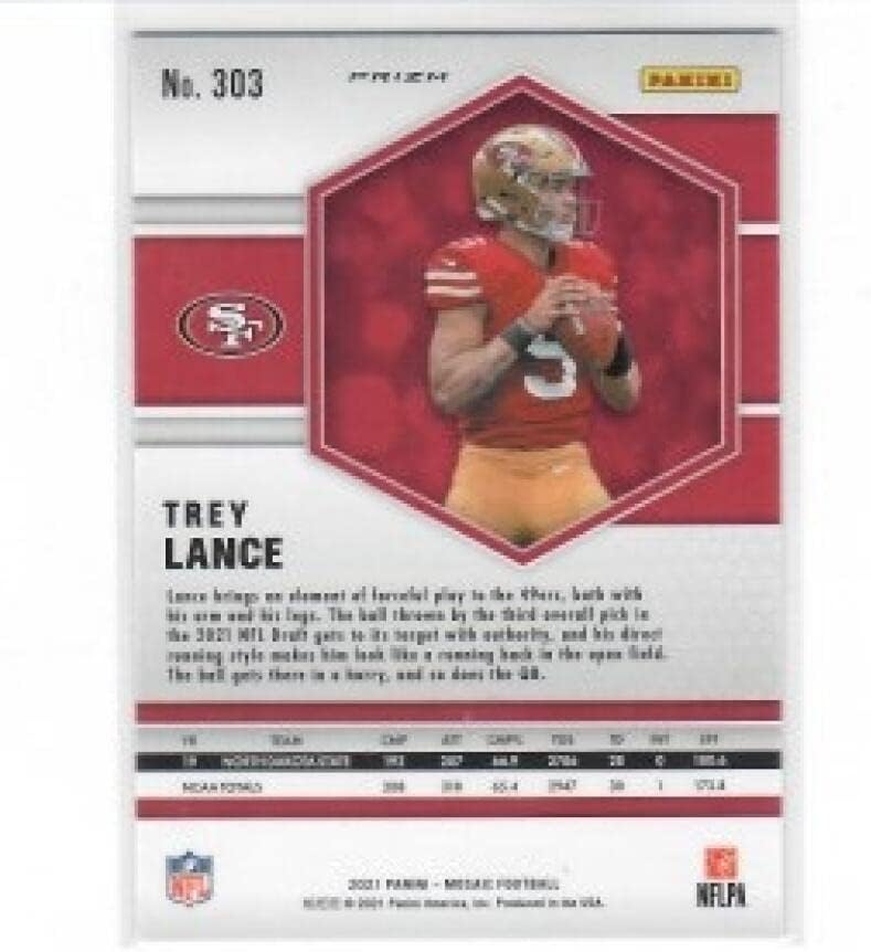 2021 Panini Mosaic Mosaic Choice Red and Green #303 Trey Lance San Francisco 49ers NFL Football Card (RC - Rookie Card) NM-MT