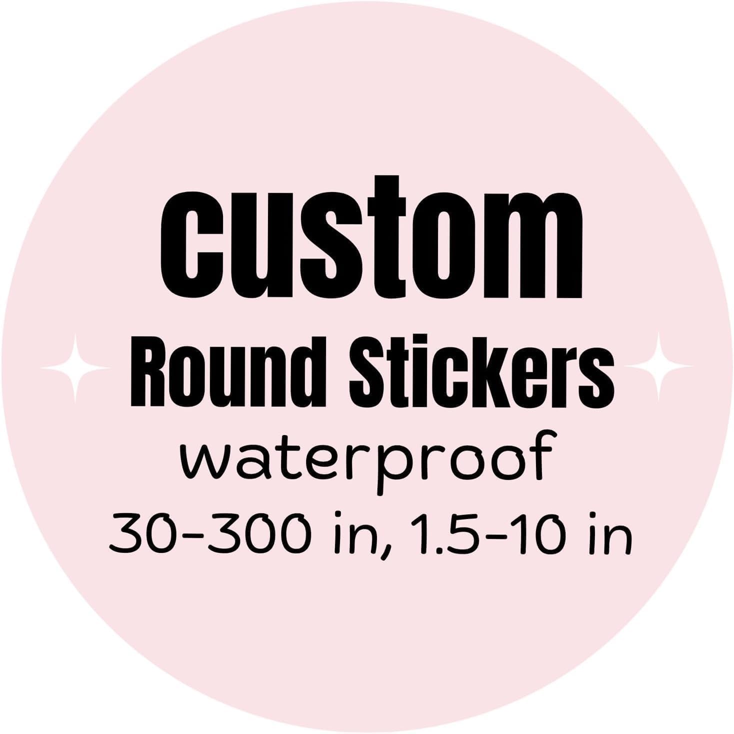 Custom Vinyl Round Circle Stickers Labels for Business Logo Candle Jar Coffee, 24 Szies, 30-300 pcs, Glossy Waterproof,Upload Your Design (5.5 in)