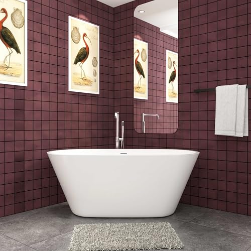 Skybathroom White Acrylic Bathtub 1500X700MM Freestanding Double Ended Modern Shower Bathroom