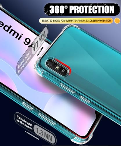 Image of WOW IMAGINE Ultra-Hybrid Crystal Clear Back Case for Redmi 9A | 9i | 9A Sport | Shockproof Design | Camera Protection Bump | Hard Clear Mobile Back Cover with Cushioned Edges - Transparent