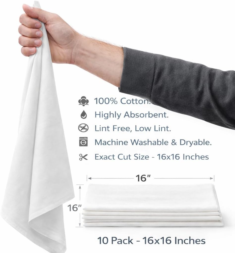 lint free cloth for cast iron – 10 Pack Cotton Seasoning & Cleaning Cloths image 2