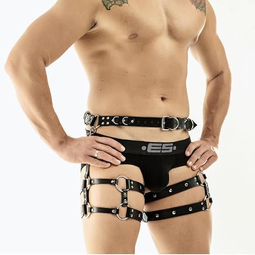 Bein Harness Männer Herren Punk Leder Geschirr Caged Oberschenkel Holster Gürtel Verstellbarer Fetisch Gay Geschirre Hosenträger Bandage Kostüme Männer Fesseln Bein Harness Sex Cosplay Clubwear