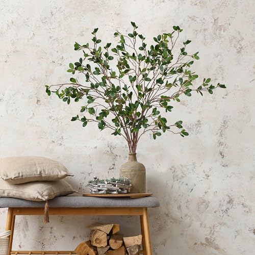 Hoplito 5Pcs 43.3Inch Artificial Ficus Stems, Fake Ficus Twig Plants Faux Green Leaf Spray Branch Greenery for Vase Filler Home Wedding Garden Table Decor by Hoplito - Used condition - Image 5