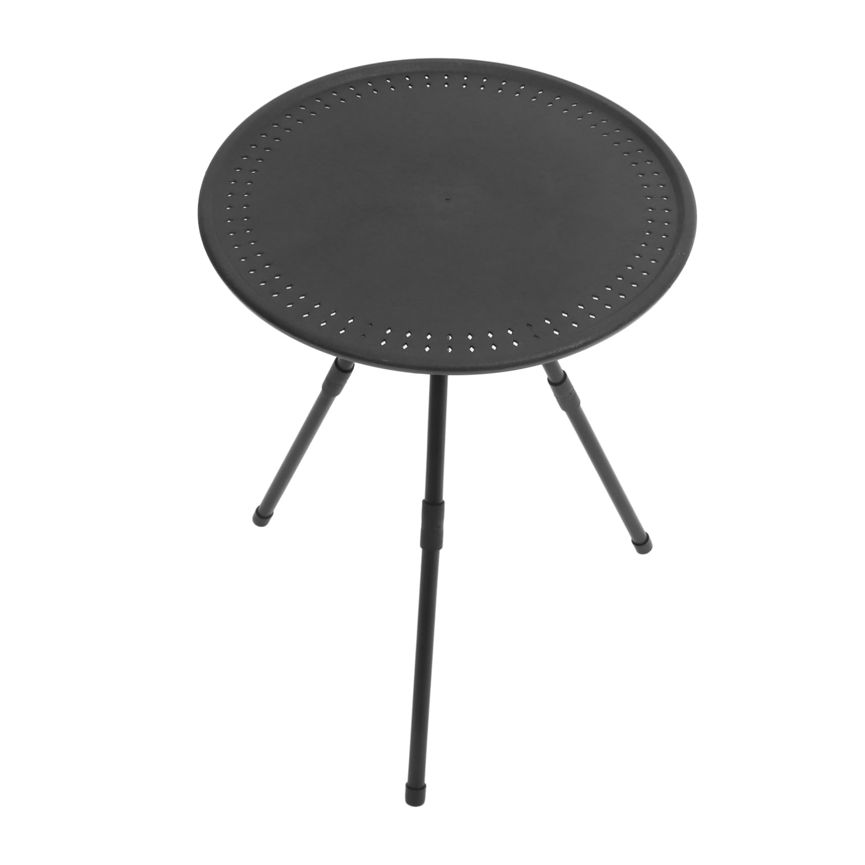 Table pliante ronde robuste en noir obsidienne avec pieds télescopiques réglables