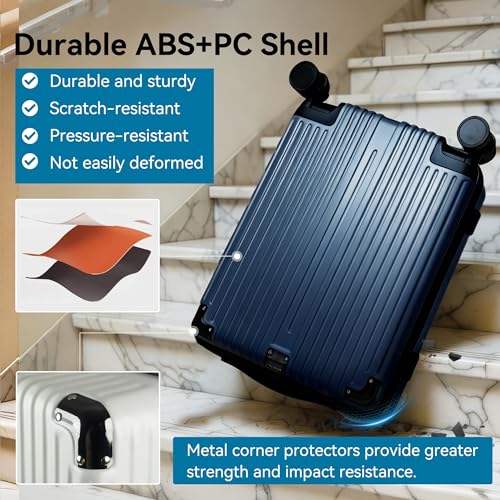 Image of 20 Inch Carry On Luggage with Spinner Wheels,PC Expandable Hard Shell Suitcase with USB Port,Lightweight Travel Luggage Airline Approved for Men Women (Navy Blue)